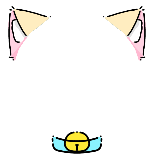 cyan collar light yellow cat ears Decoration